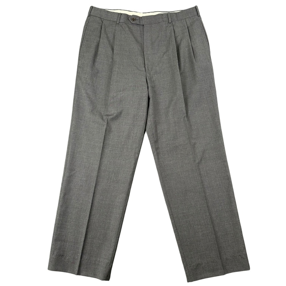 Brooks Brothers Loro Piana 100% Wool Trousers‎ Mens 37x30 Pleated Gray Altered